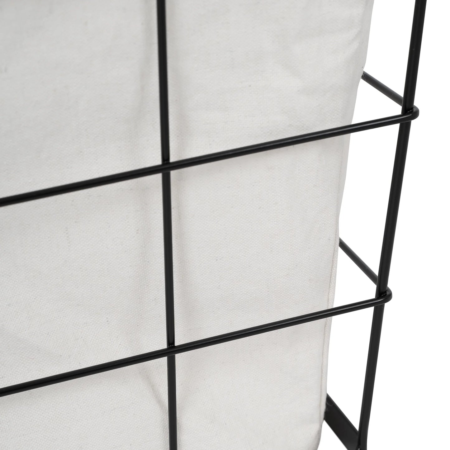 60L Rectangular Steel Laundry Basket, Black & Natural, Adult